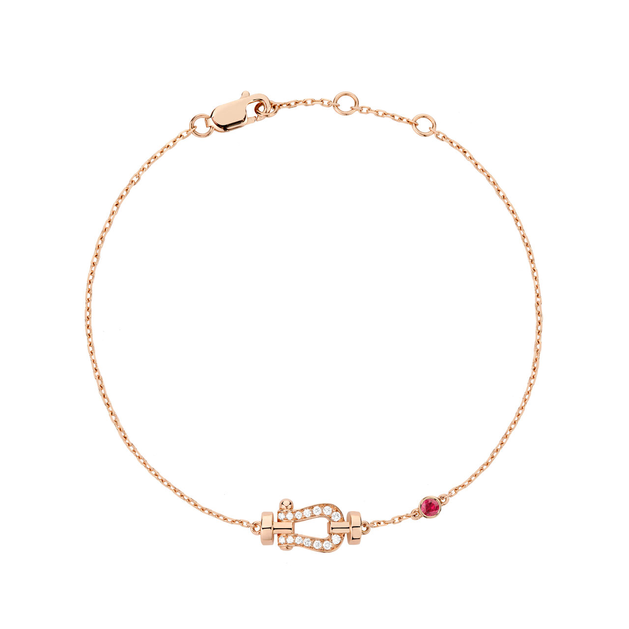 Small Fred Force 10 bracelet in rose gold with diamond and ruby accents image number 0